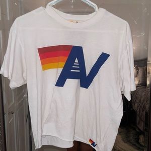 White Aviator Nation logo tee